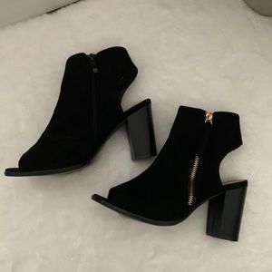 Black Open Toe Ankle Boots